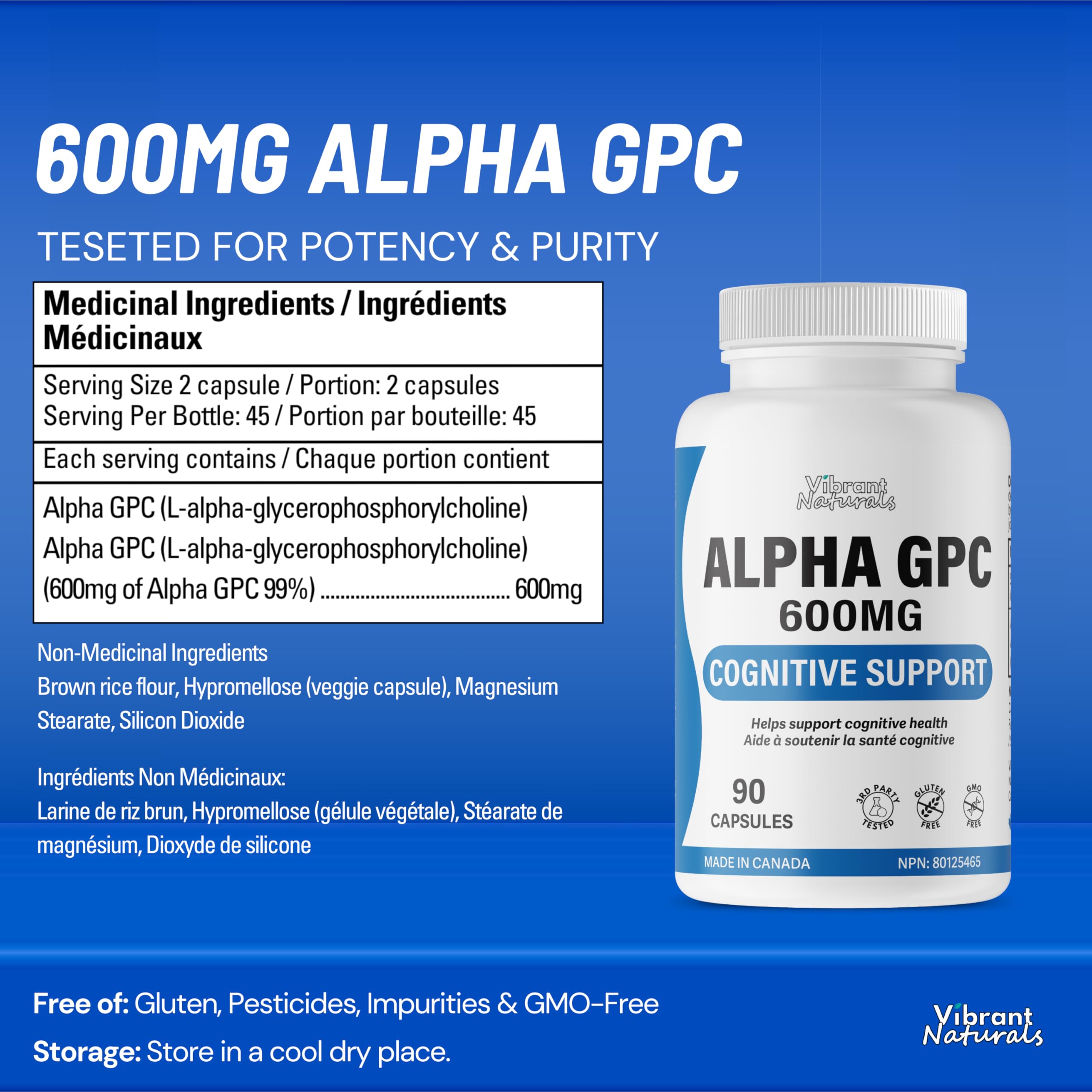 Amazon.com: Vibrant Naturals Alpha GPC - Suplemento cerebral de